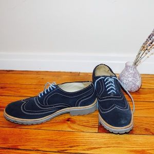 Blue Suede Oxford Shoes